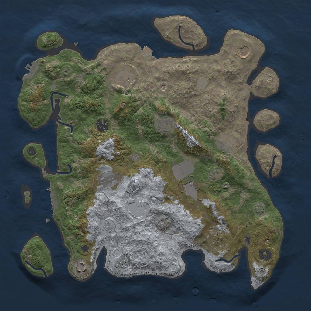 Rust Map: Procedural Map, Size: 3700, Seed: 1098542079, 18 Monuments