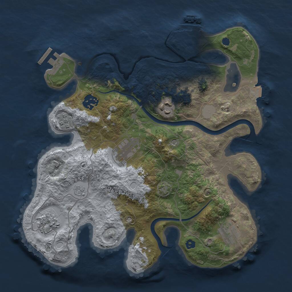 Rust Map: Procedural Map, Size: 3000, Seed: 22943, 12 Monuments