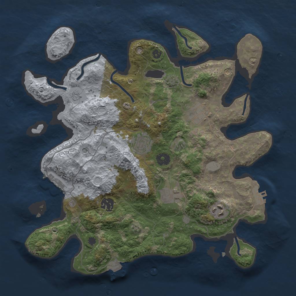 Rust Map: Procedural Map, Size: 3300, Seed: 1499396724, 13 Monuments