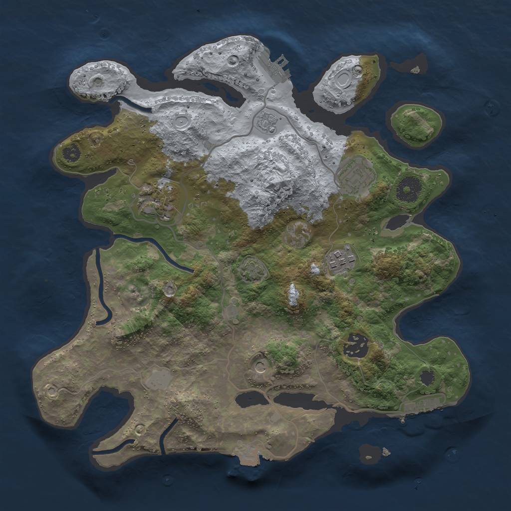 Rust Map: Procedural Map, Size: 3000, Seed: 967654985, 12 Monuments