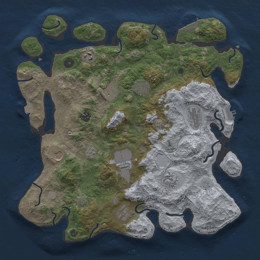 Rust Map: Procedural Map, Size: 3850, Seed: 22676186, 18 Monuments