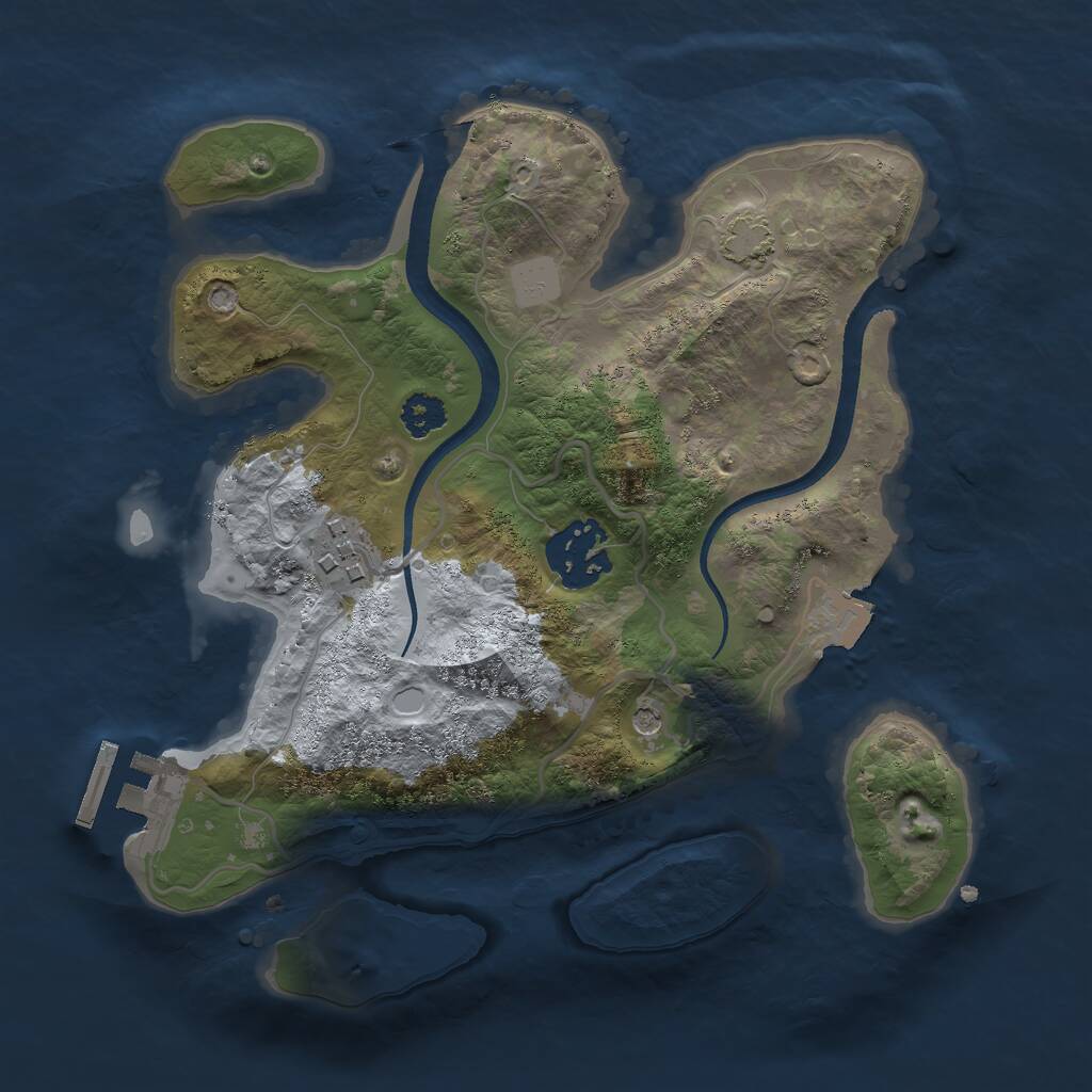 Rust Map: Procedural Map, Size: 2500, Seed: 1036045853, 6 Monuments