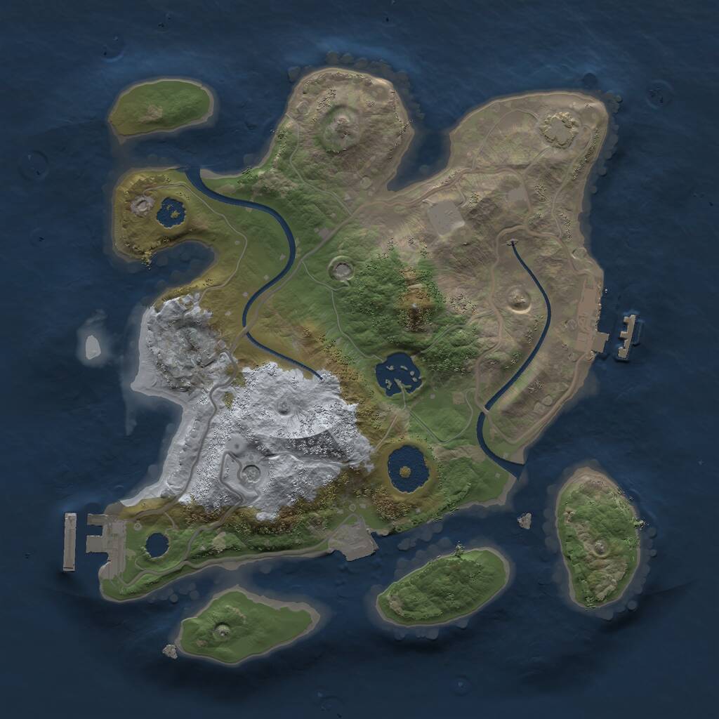 Rust Map: Procedural Map, Size: 2500, Seed: 1036045853, 6 Monuments