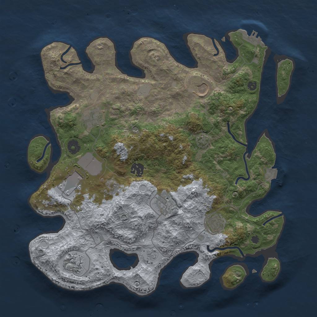 Rust Map: Procedural Map, Size: 3500, Seed: 16582010, 14 Monuments