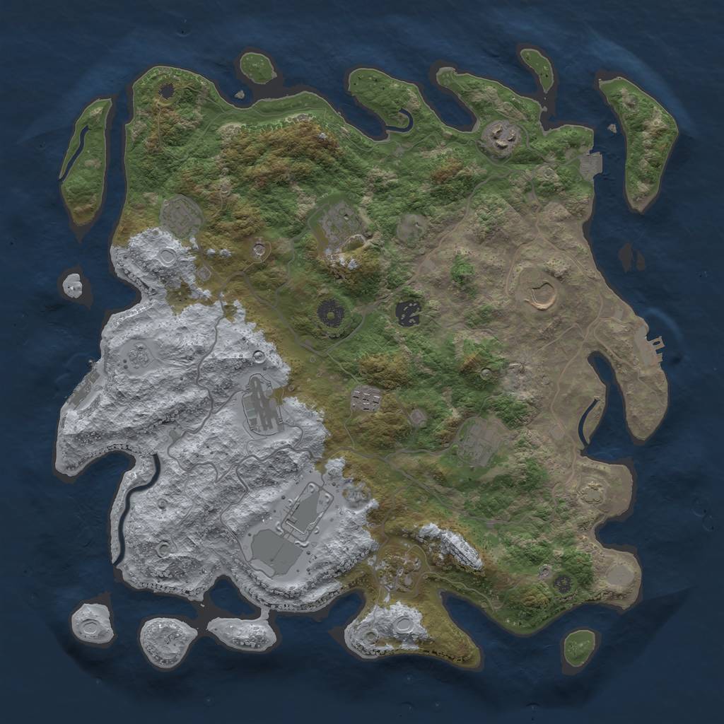 Rust Map: Procedural Map, Size: 4000, Seed: 66856, 18 Monuments