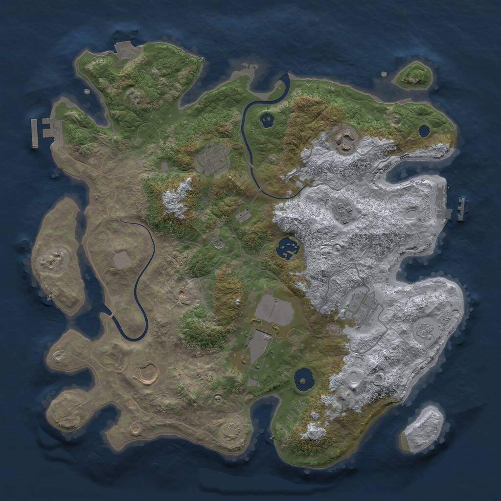 Rust Map: Procedural Map, Size: 3500, Seed: 1102691364, 13 Monuments
