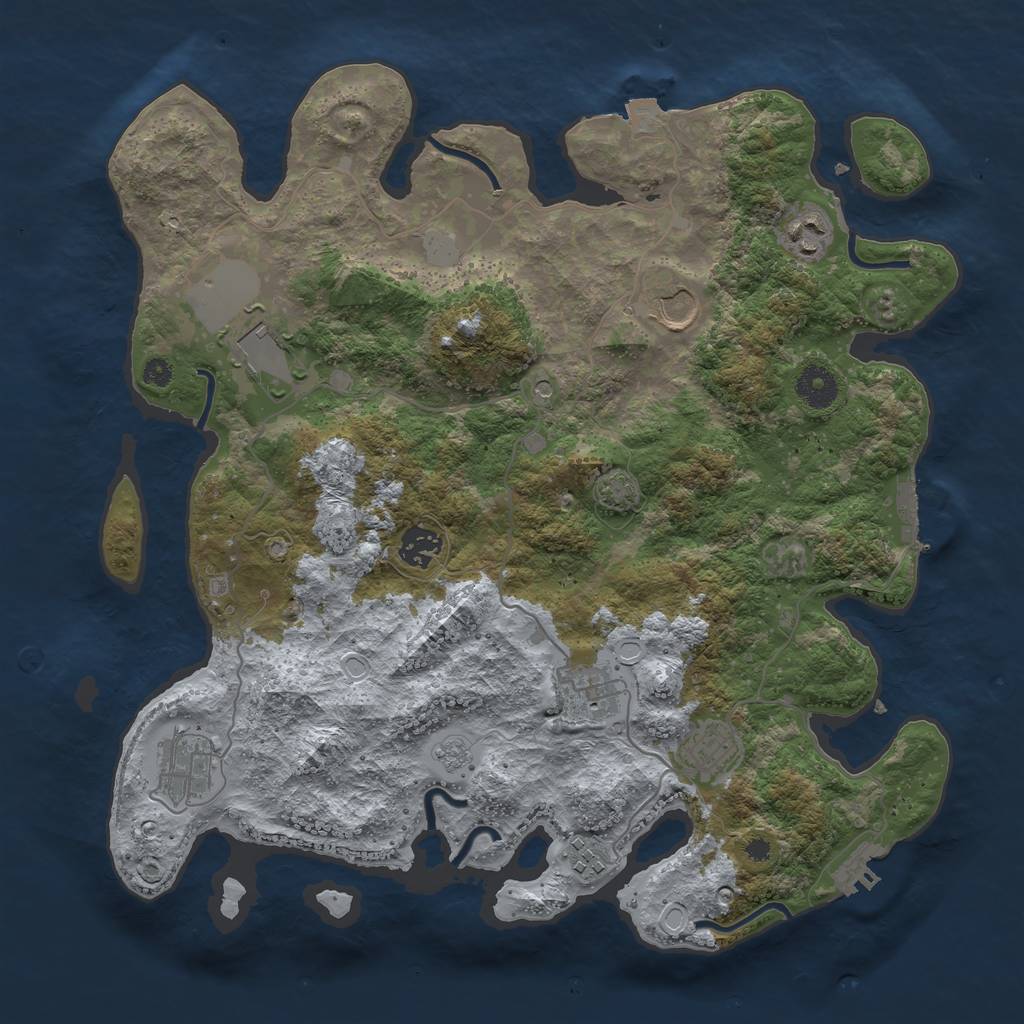 Rust Map: Procedural Map, Size: 3700, Seed: 79606152, 16 Monuments