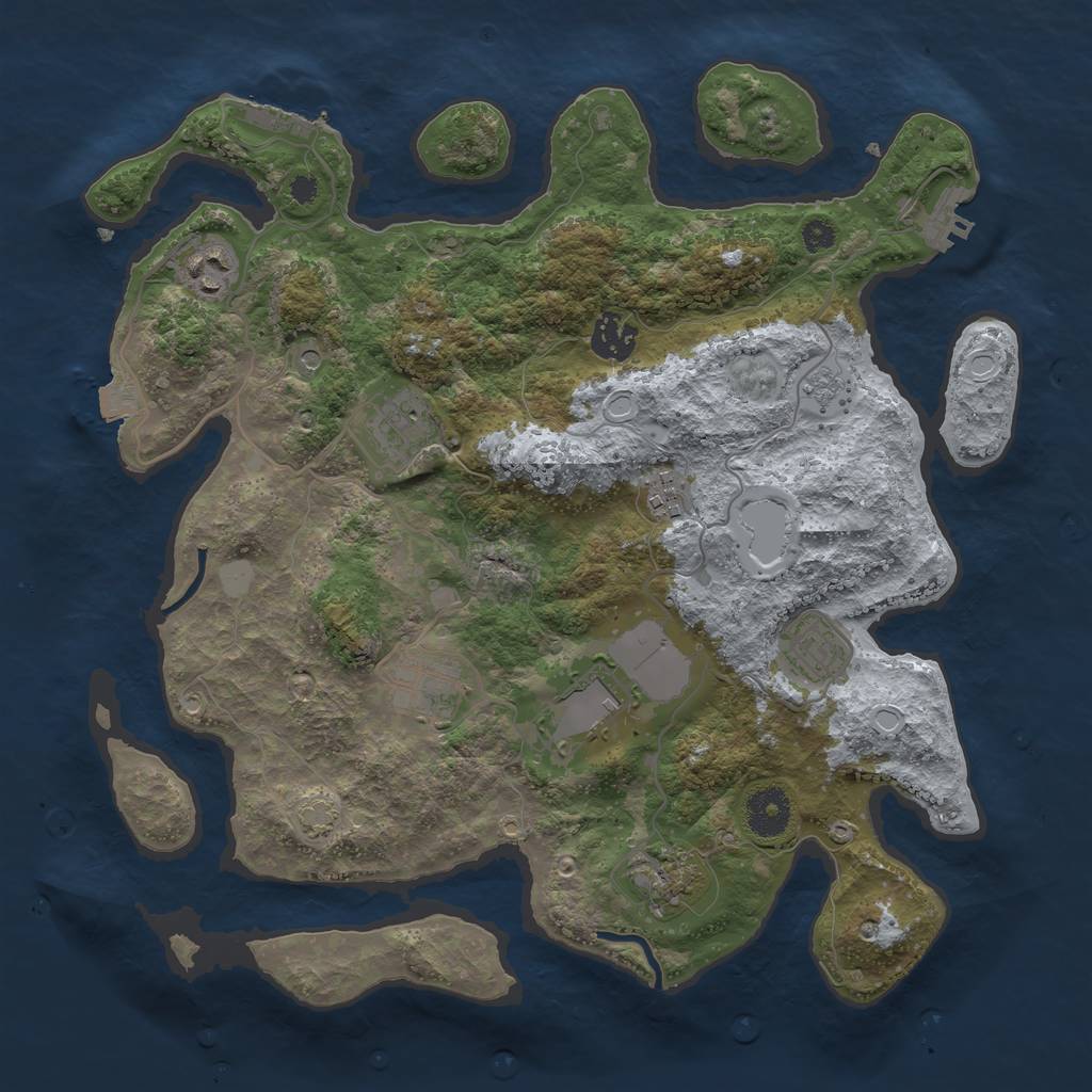 Rust Map: Procedural Map, Size: 3500, Seed: 1784442598, 16 Monuments