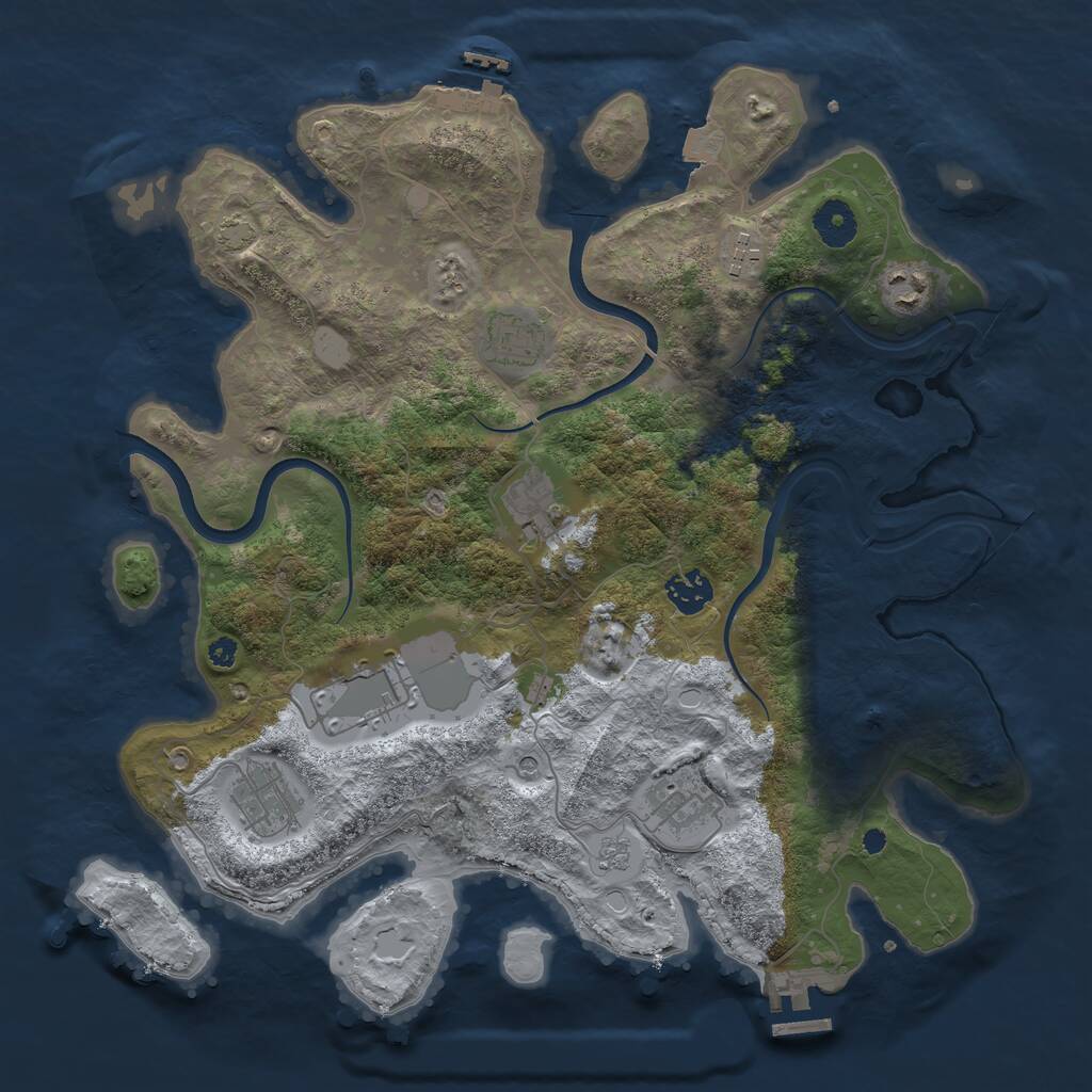Rust Map: Procedural Map, Size: 3700, Seed: 14523706, 14 Monuments
