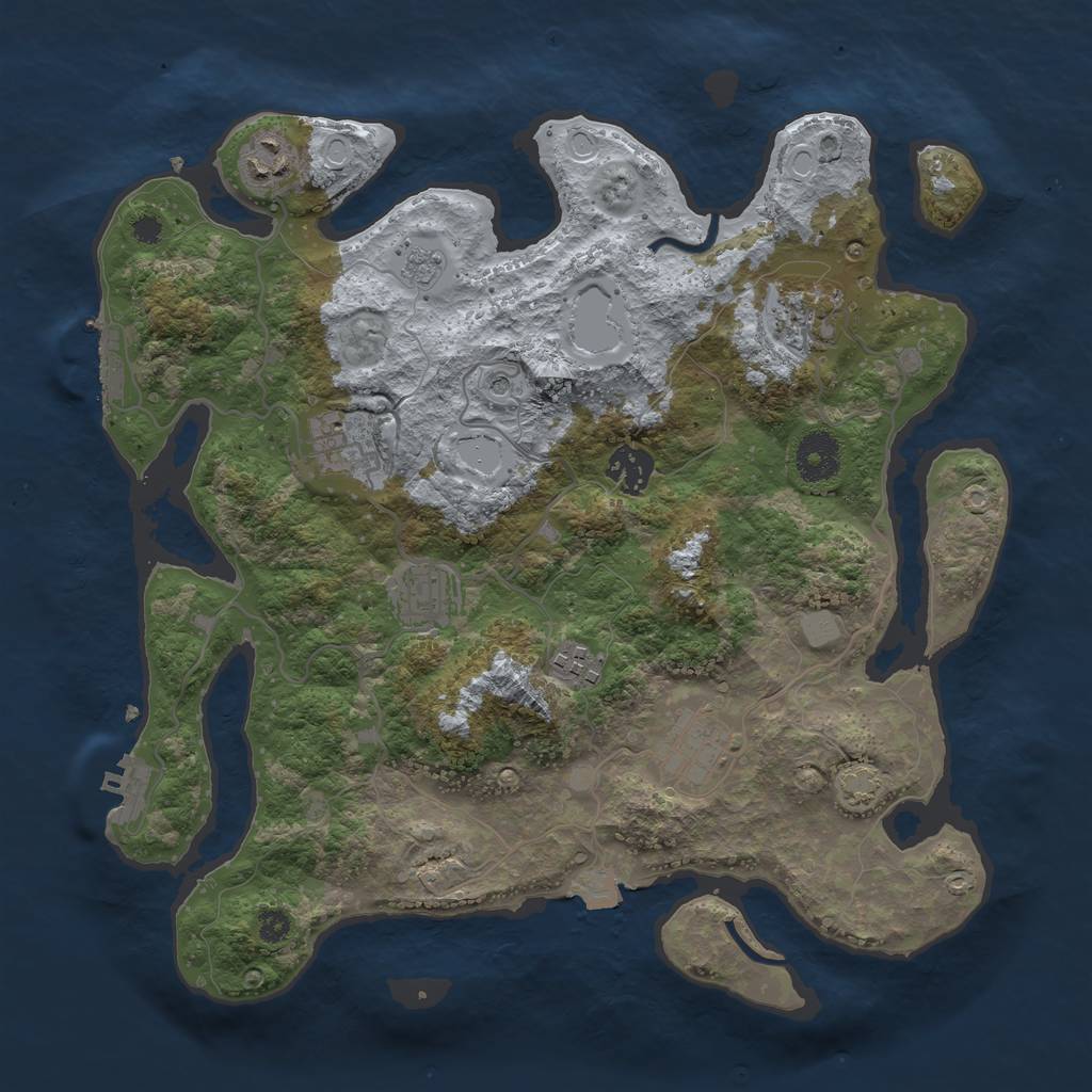 Rust Map: Procedural Map, Size: 3450, Seed: 60053394, 15 Monuments