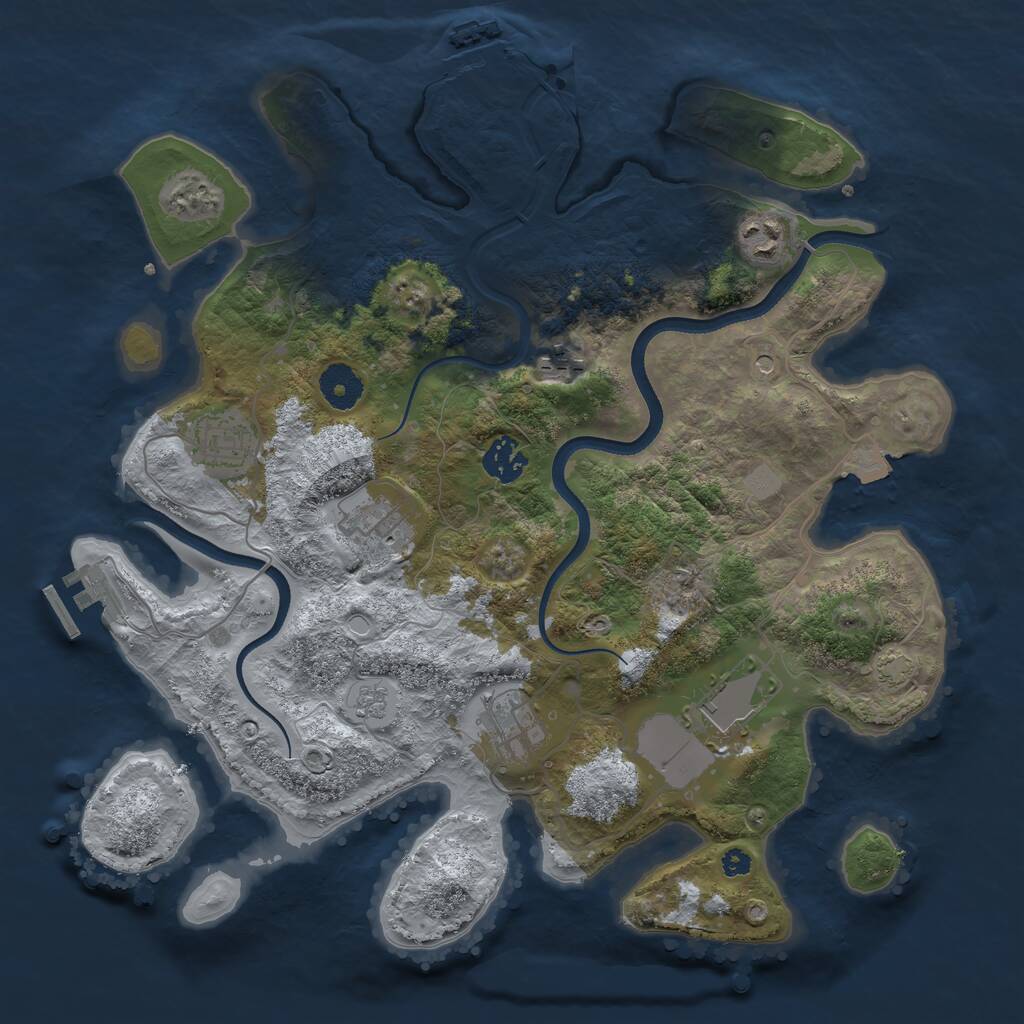 Rust Map: Procedural Map, Size: 3550, Seed: 8507317, 13 Monuments