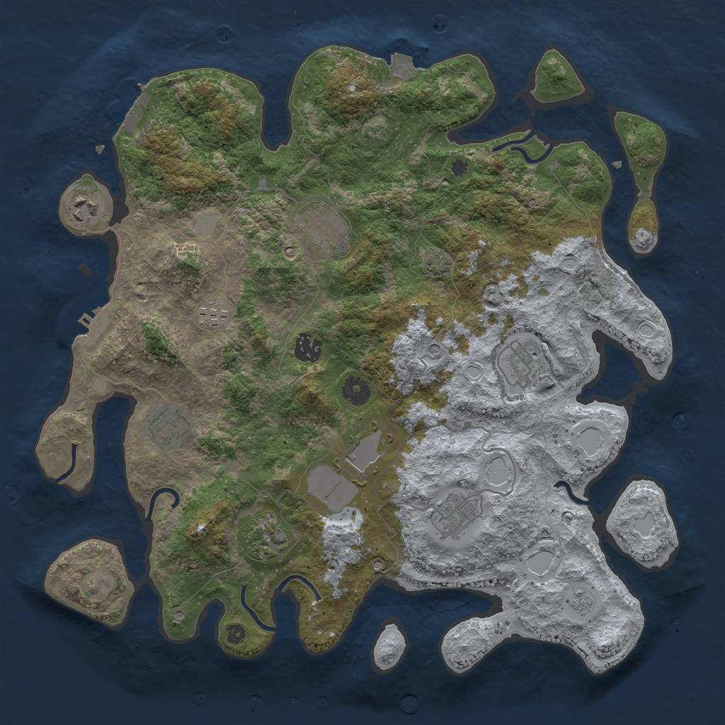 Rust Map: Procedural Map, Size: 3850, Seed: 46913411, 17 Monuments
