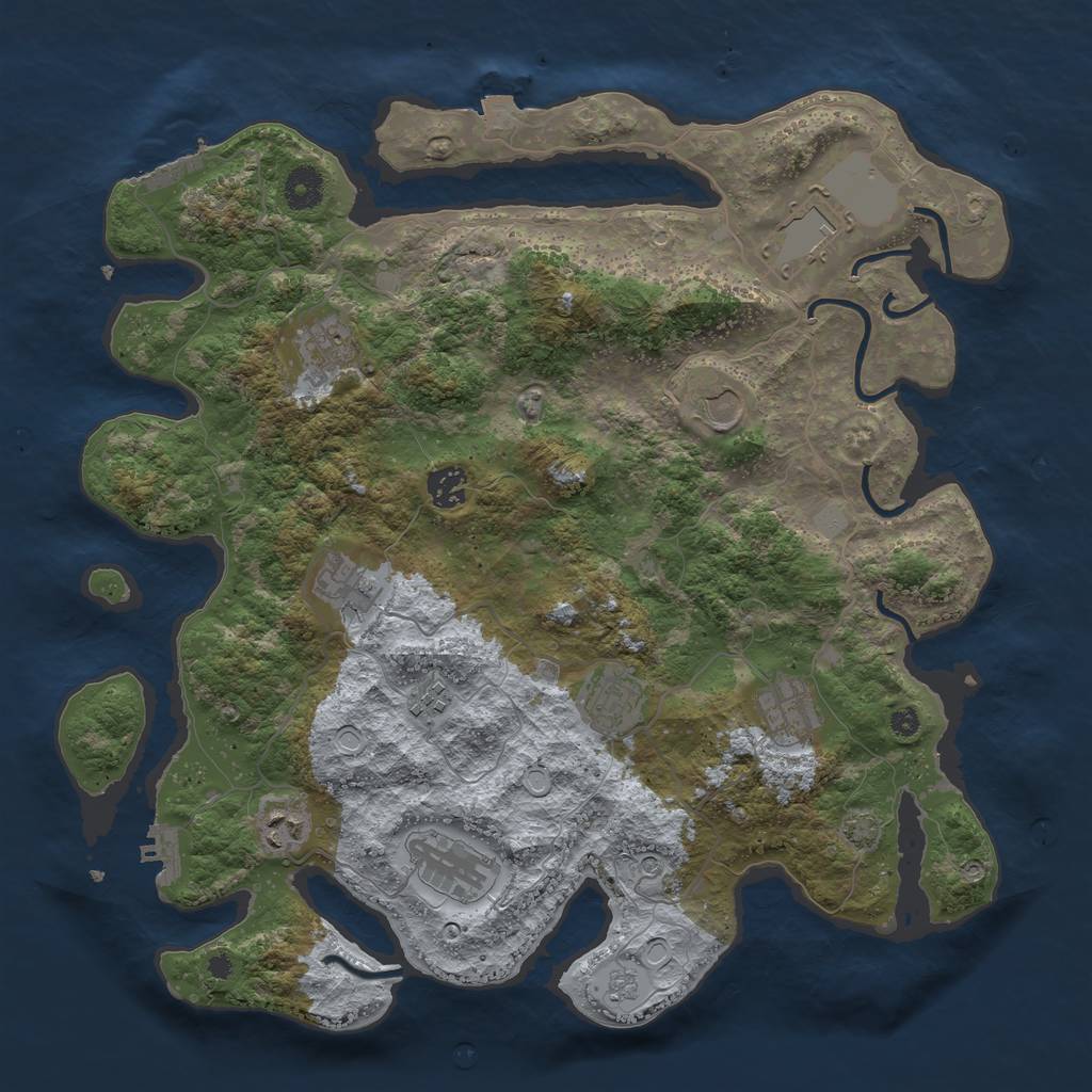 Rust Map: Procedural Map, Size: 3900, Seed: 92264087, 18 Monuments