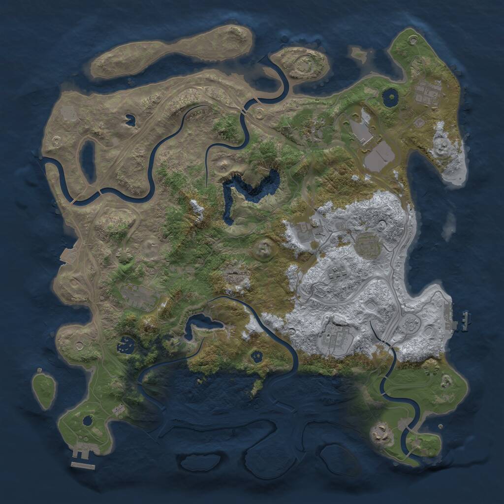 Rust Map: Procedural Map, Size: 4250, Seed: 65058611, 16 Monuments