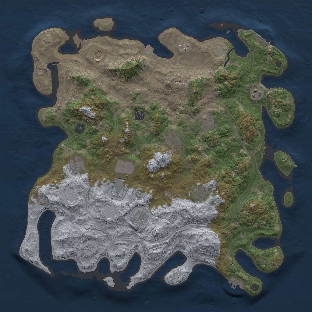 Rust Map: Procedural Map, Size: 4400, Seed: 83212338, 18 Monuments