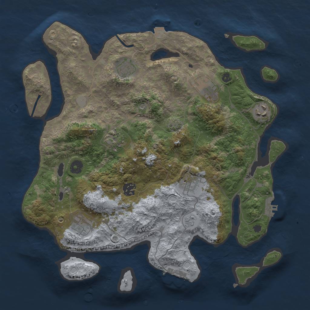 Rust Map: Procedural Map, Size: 3450, Seed: 54246653, 15 Monuments