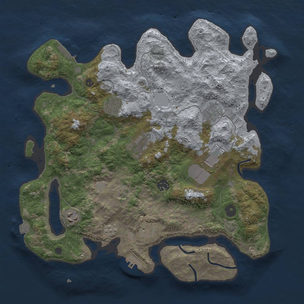 Rust Map: Procedural Map, Size: 3800, Seed: 48674092, 16 Monuments