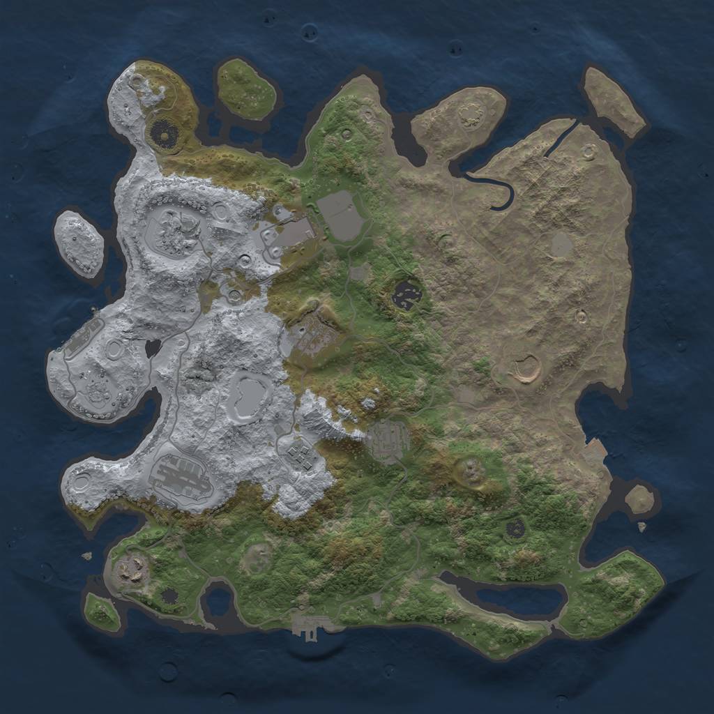 Rust Map: Procedural Map, Size: 3800, Seed: 63237932, 17 Monuments