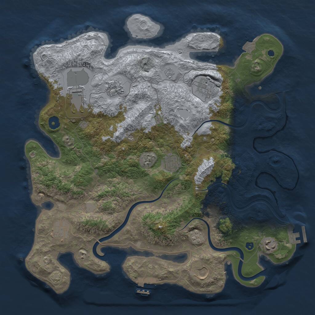 Rust Map: Procedural Map, Size: 3850, Seed: 83632702, 14 Monuments