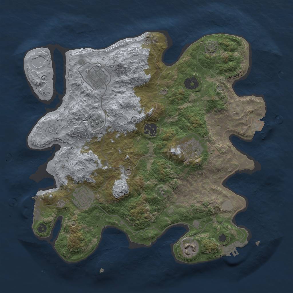 Rust Map: Procedural Map, Size: 3250, Seed: 8, 14 Monuments