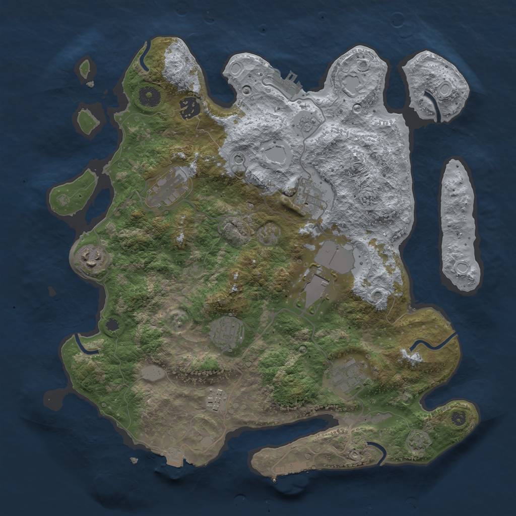 Rust Map: Procedural Map, Size: 3600, Seed: 23351028, 16 Monuments