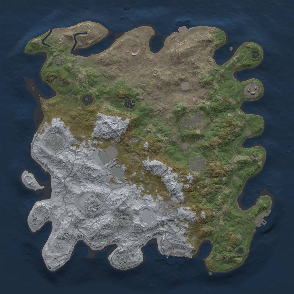 Rust Map: Procedural Map, Size: 4000, Seed: 46834784, 18 Monuments