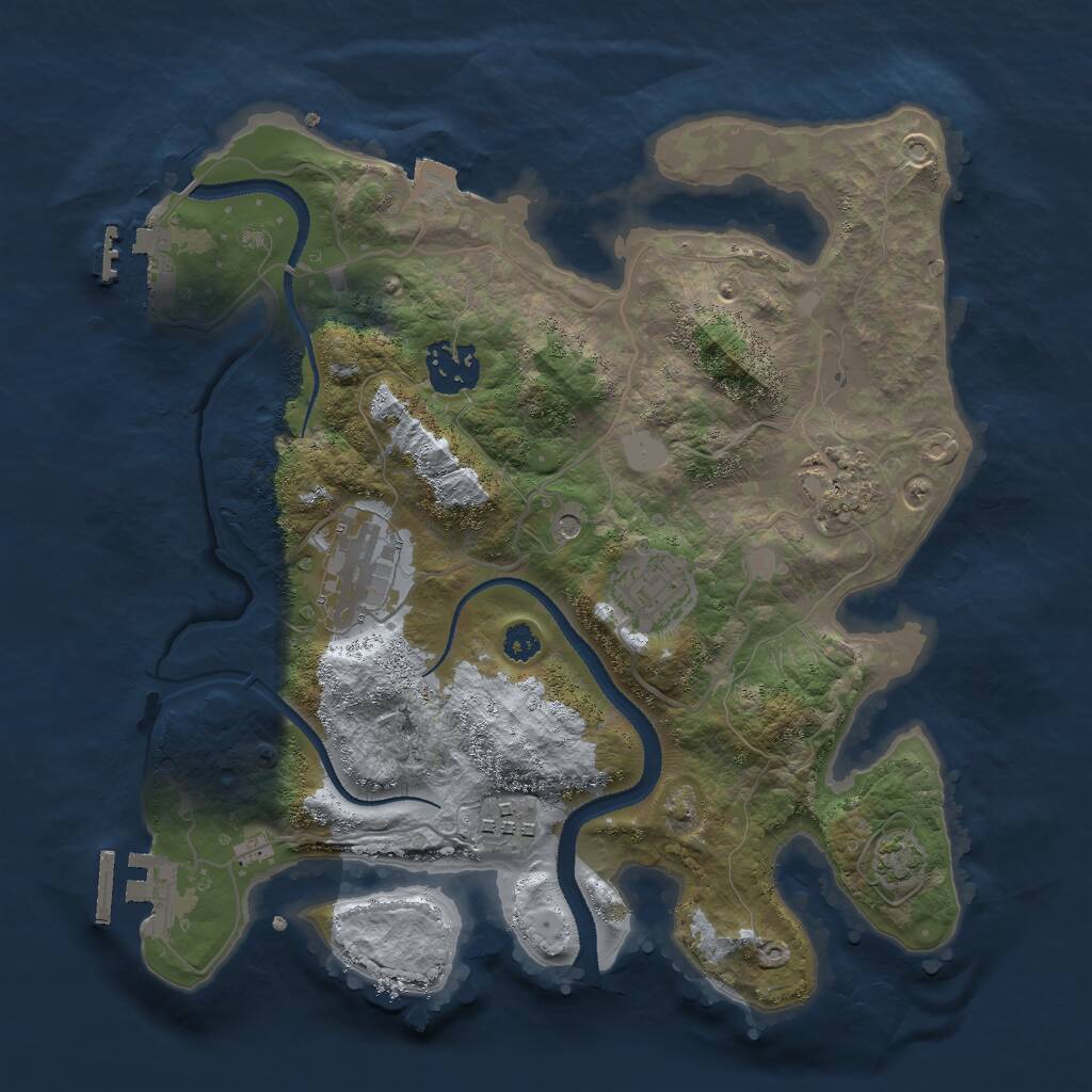Rust Map: Procedural Map, Size: 3000, Seed: 1609973395, 10 Monuments