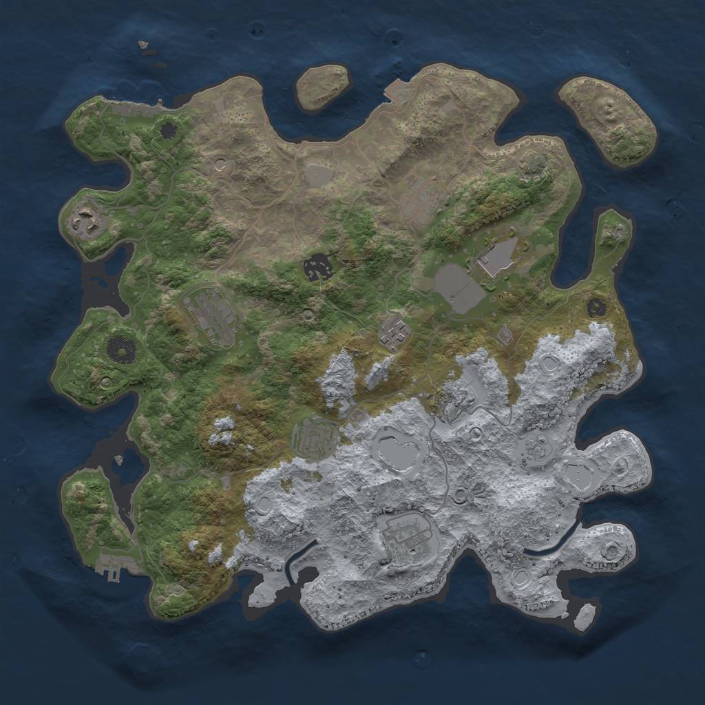 Rust Map: Procedural Map, Size: 3650, Seed: 6202088, 17 Monuments