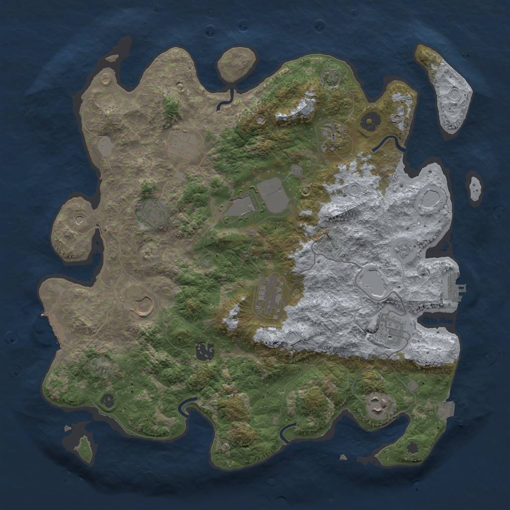 Rust Map: Procedural Map, Size: 3850, Seed: 97454396, 17 Monuments