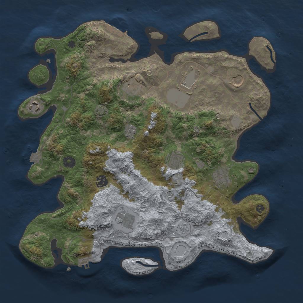 Rust Map: Procedural Map, Size: 3700, Seed: 12564516, 17 Monuments