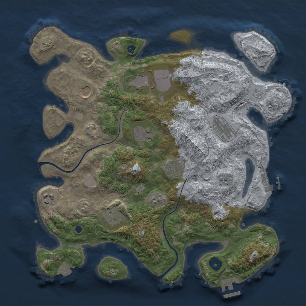 Rust Map: Procedural Map, Size: 3600, Seed: 82937053, 14 Monuments