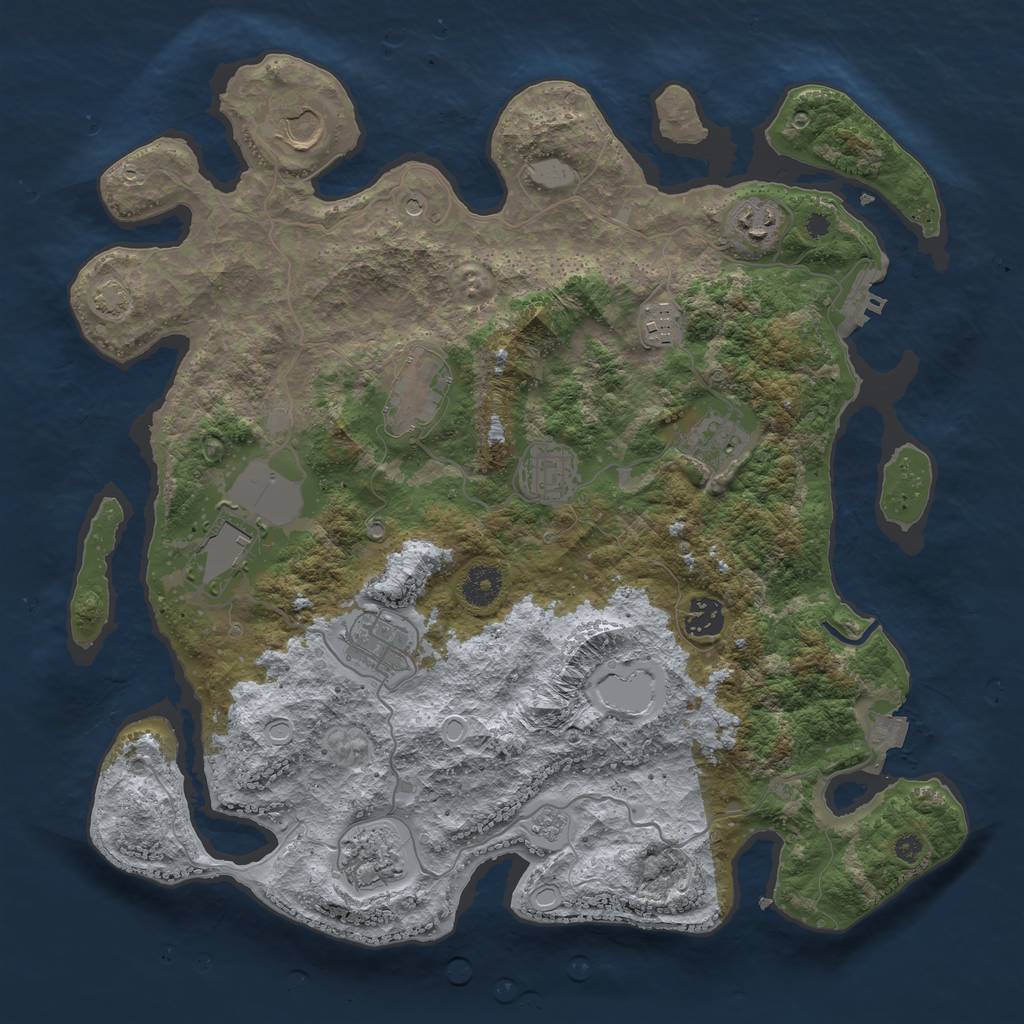 Rust Map: Procedural Map, Size: 3800, Seed: 39311611, 17 Monuments