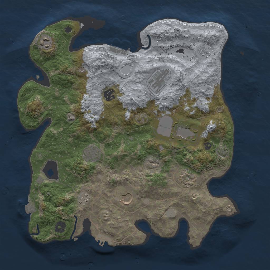 Rust Map: Procedural Map, Size: 3500, Seed: 853269410, 16 Monuments