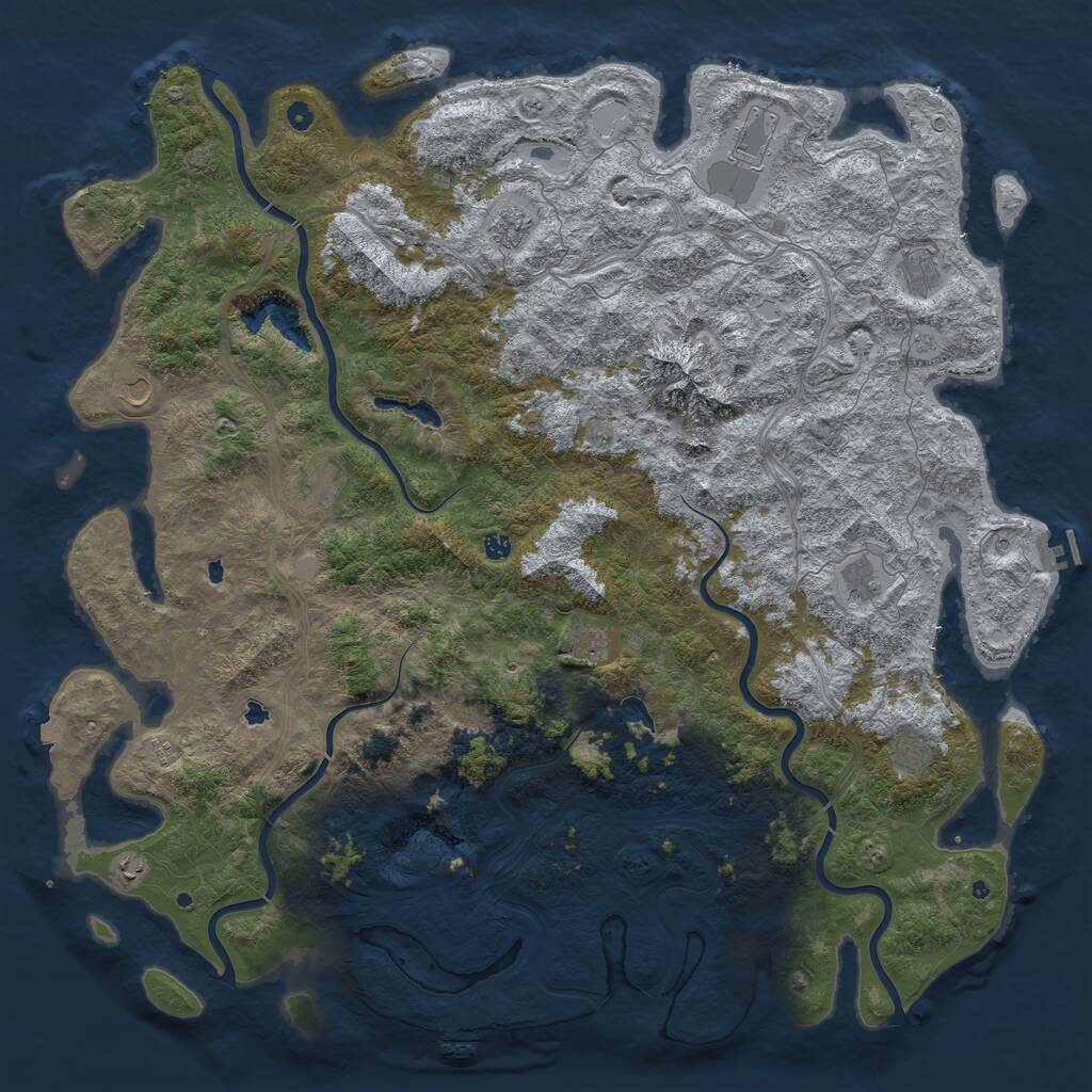 Rust Map: Procedural Map, Size: 6000, Seed: 396286392, 17 Monuments