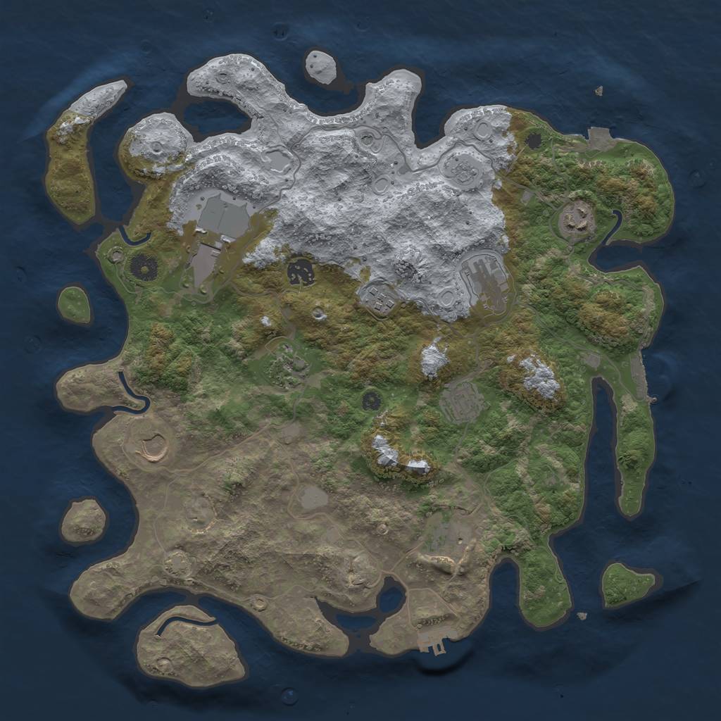 Rust Map: Procedural Map, Size: 3900, Seed: 14050734, 17 Monuments