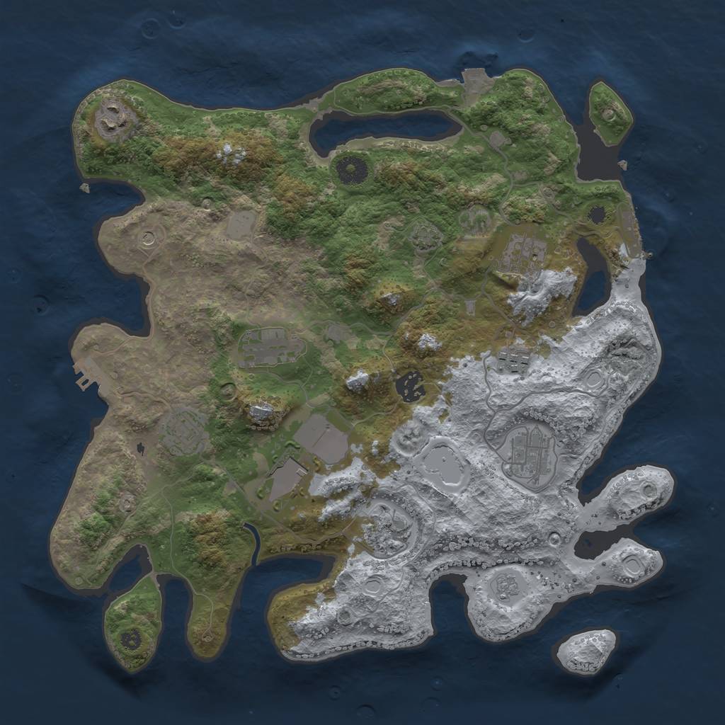 Rust Map: Procedural Map, Size: 3600, Seed: 68120340, 17 Monuments