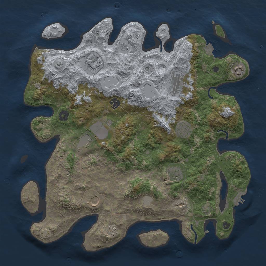 Rust Map: Procedural Map, Size: 3800, Seed: 55447185, 16 Monuments