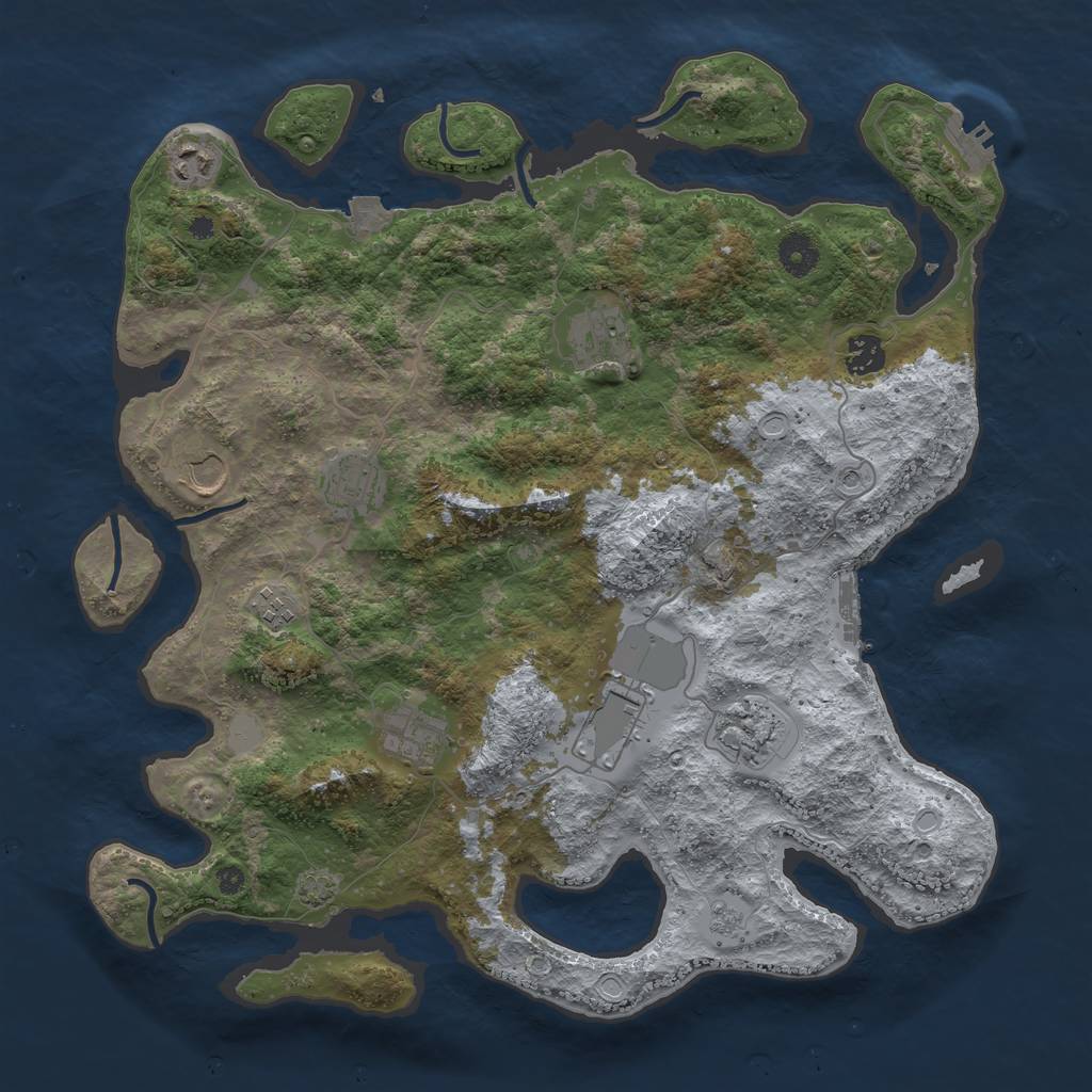 Rust Map: Procedural Map, Size: 3950, Seed: 28886705, 17 Monuments