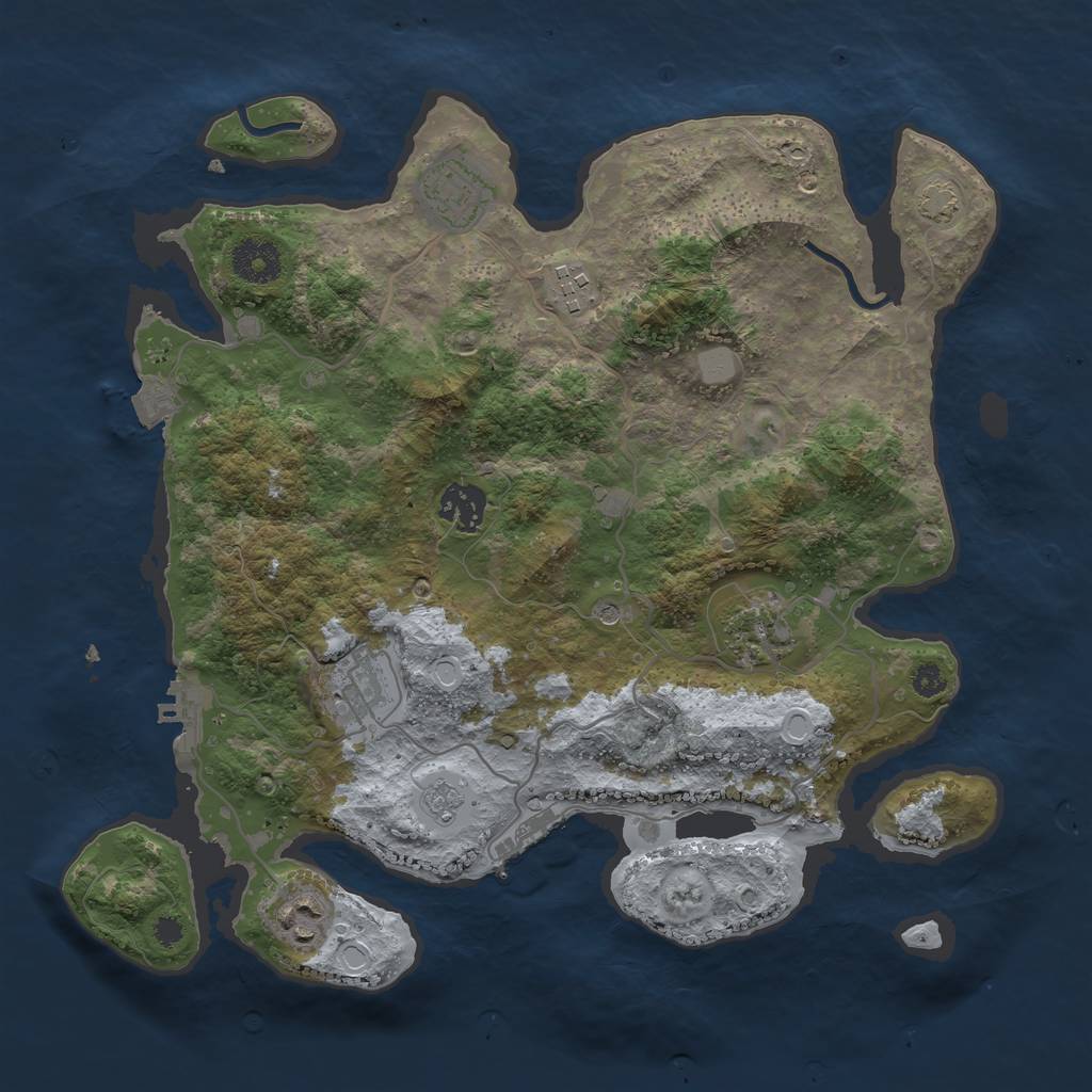 Rust Map: Procedural Map, Size: 3400, Seed: 72074734, 14 Monuments
