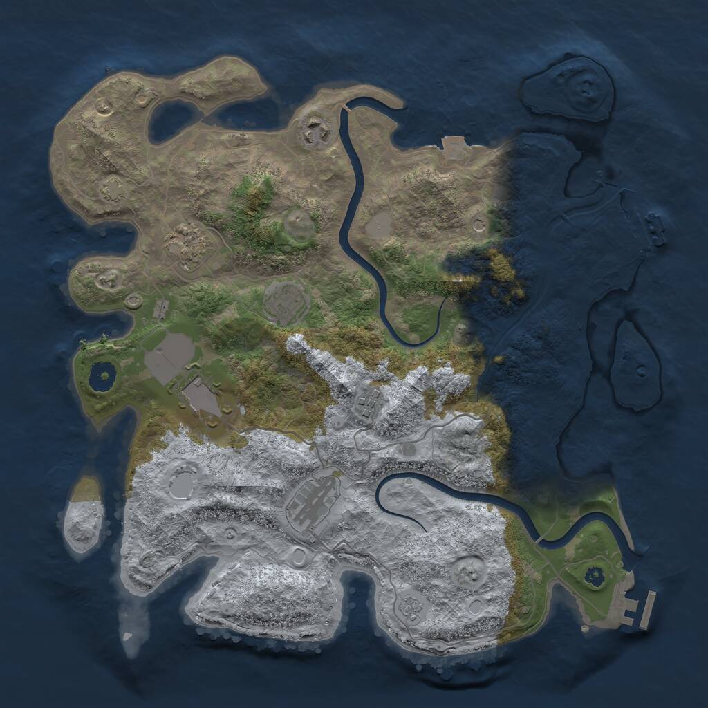 Rust Map: Procedural Map, Size: 3650, Seed: 59124377, 12 Monuments