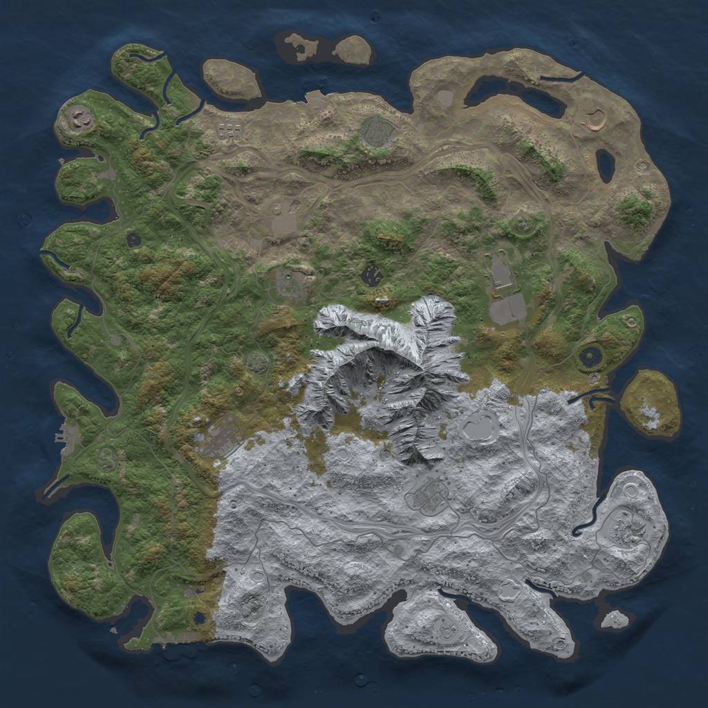 Rust Map: Procedural Map, Size: 5000, Seed: 1004653814, 19 Monuments