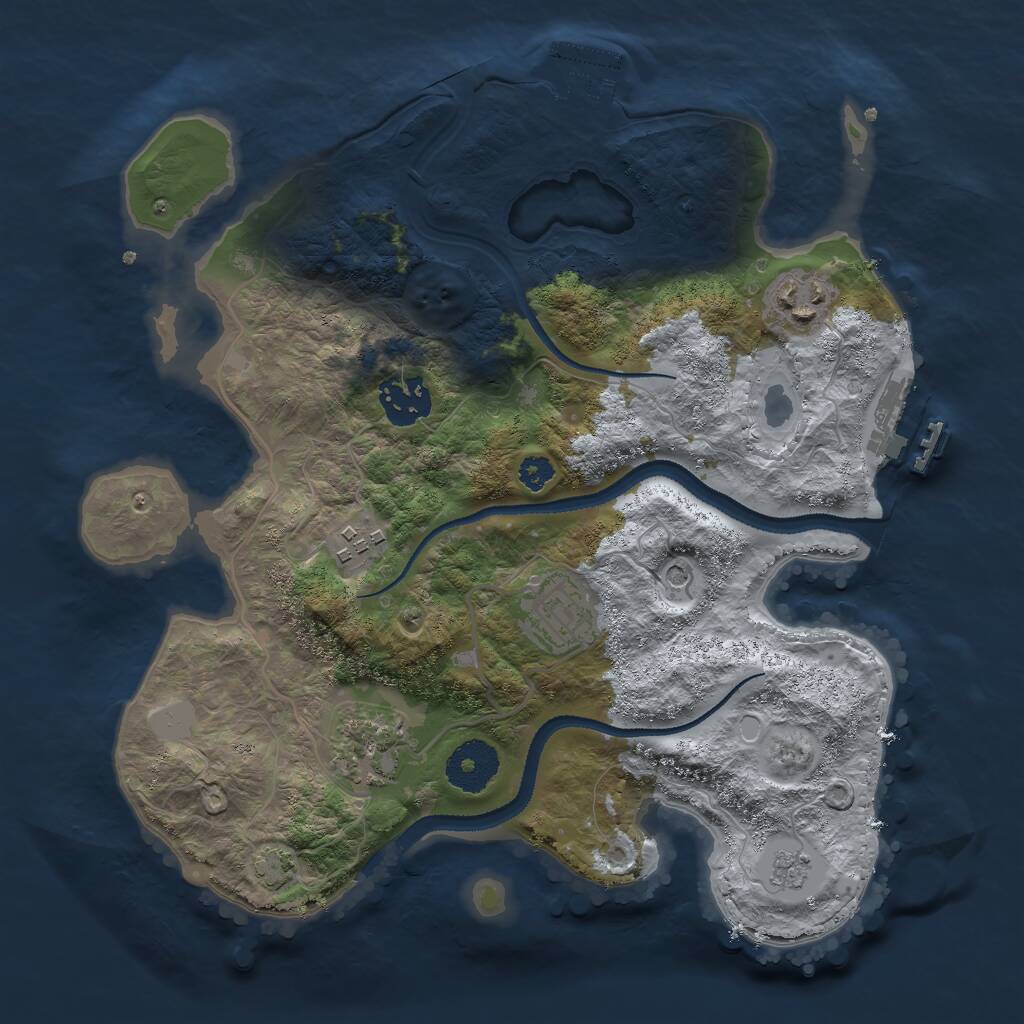 Rust Map: Procedural Map, Size: 3000, Seed: 527046757, 11 Monuments