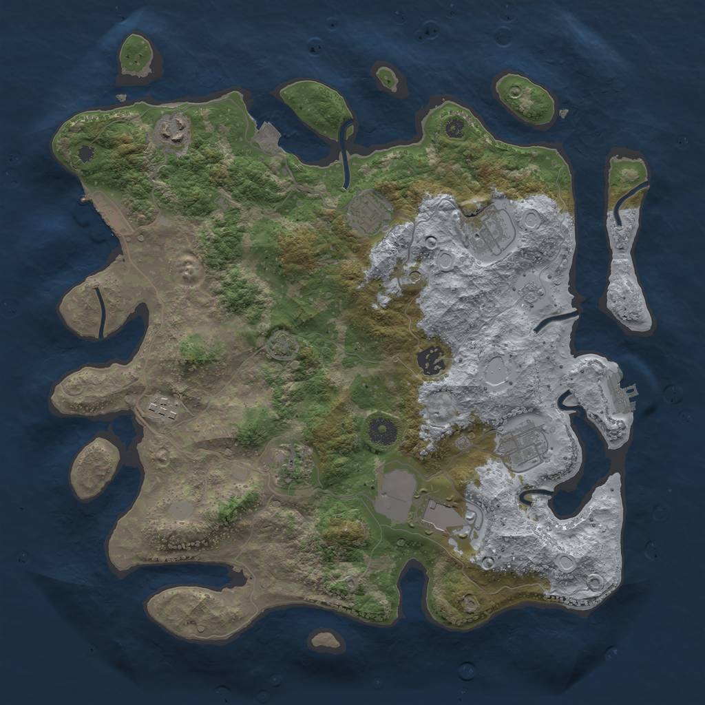 Rust Map: Procedural Map, Size: 3700, Seed: 81515060, 16 Monuments