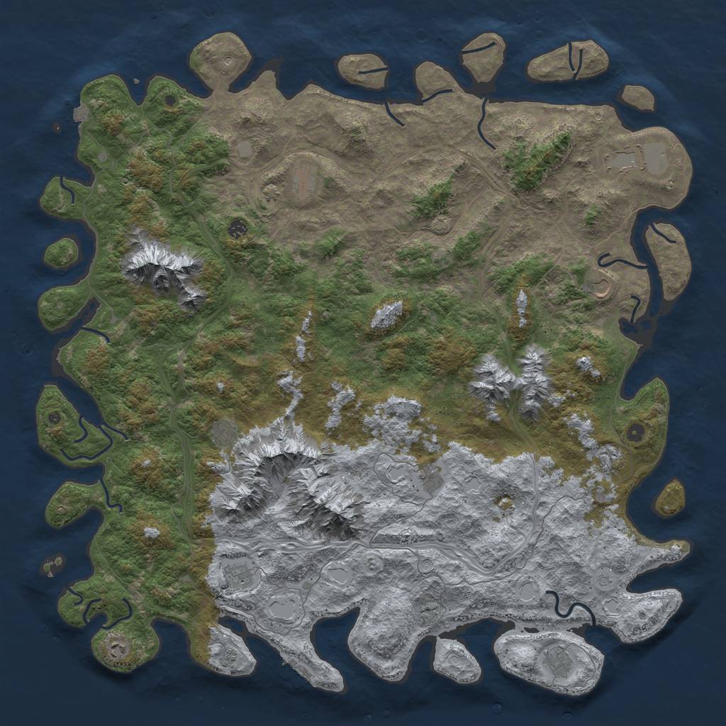 Rust Map: Procedural Map, Size: 6000, Seed: 1391735664, 18 Monuments