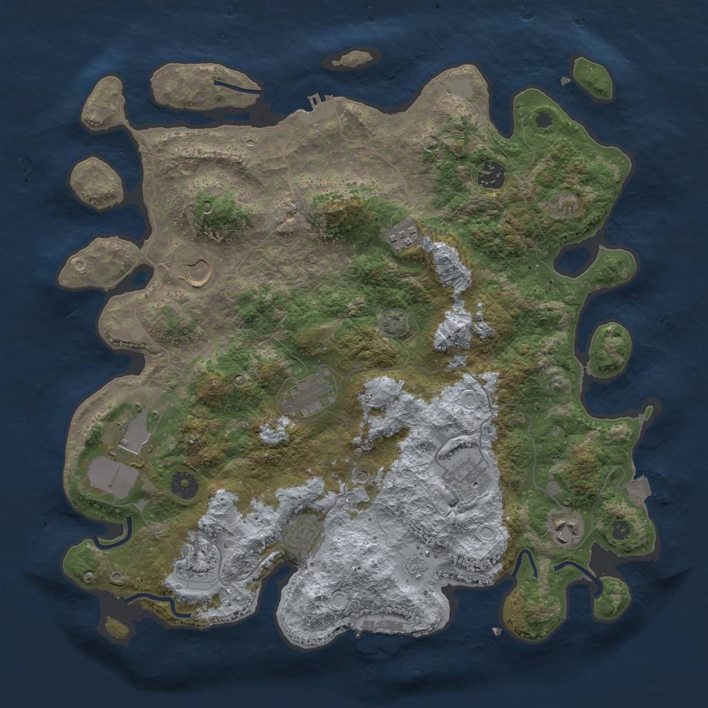 Rust Map: Procedural Map, Size: 3850, Seed: 580400045, 17 Monuments