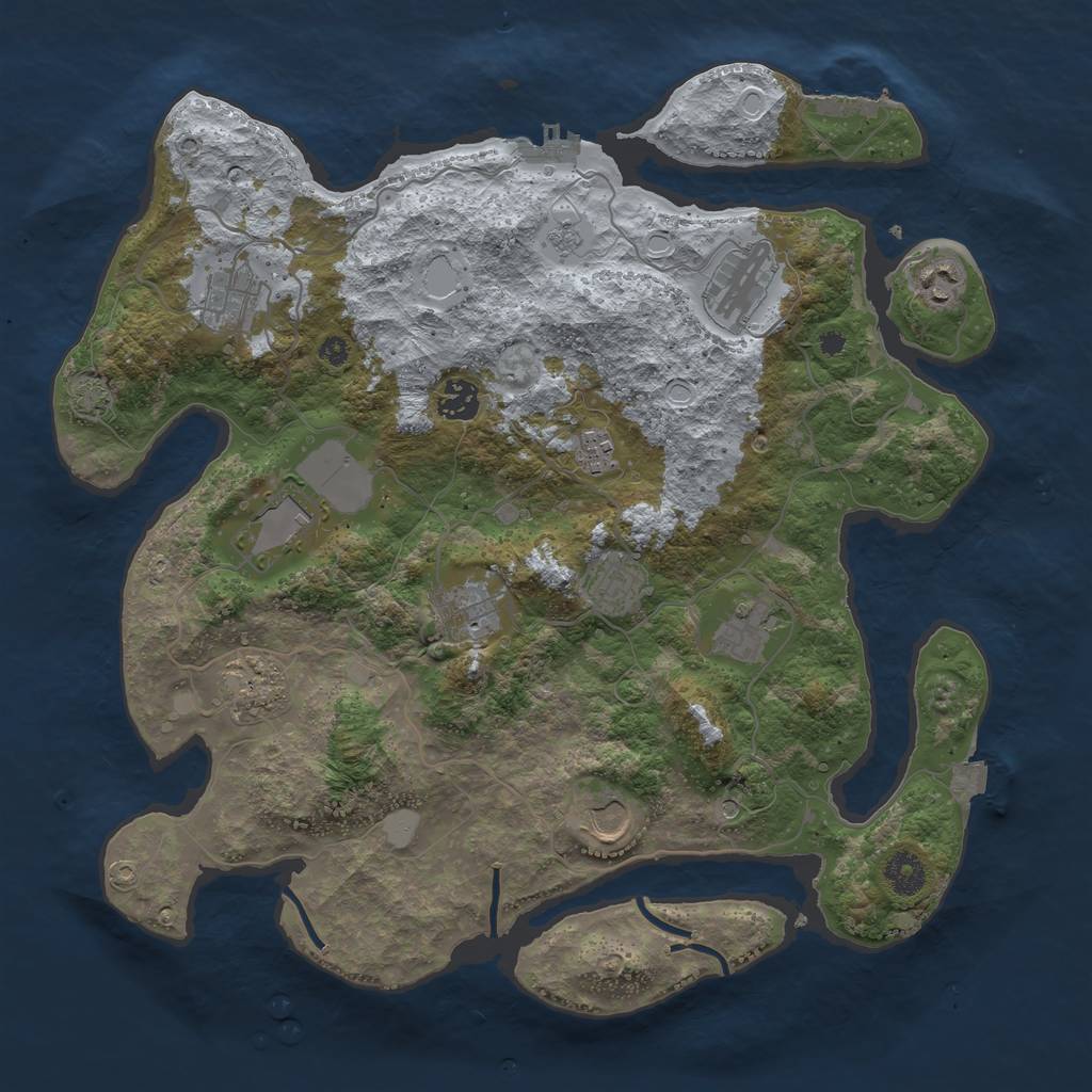 Rust Map: Procedural Map, Size: 3850, Seed: 96611428, 19 Monuments