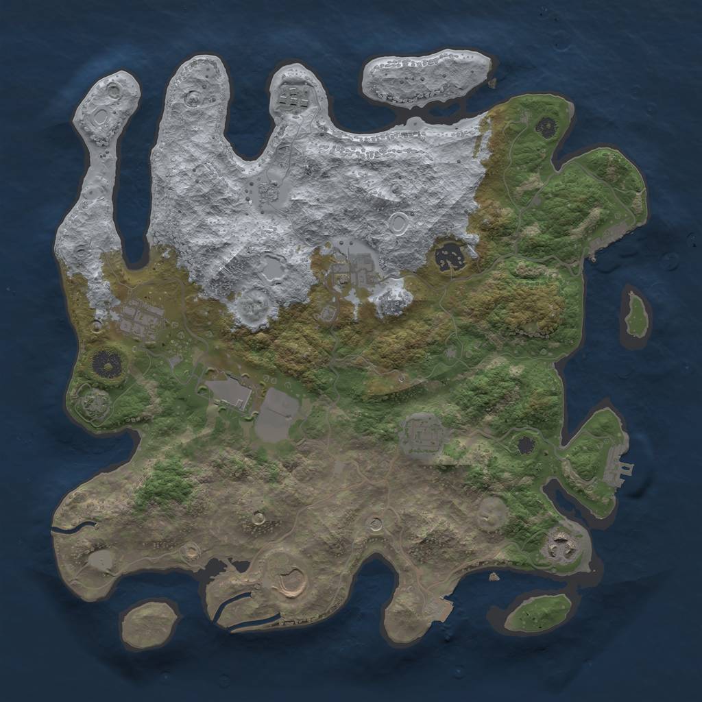 Rust Map: Procedural Map, Size: 3600, Seed: 1941297583, 16 Monuments