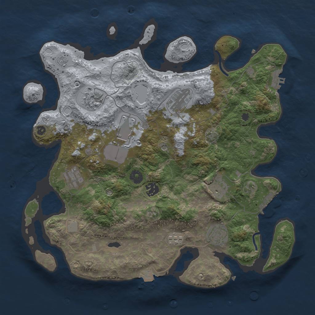 Rust Map: Procedural Map, Size: 3500, Seed: 18757521, 16 Monuments