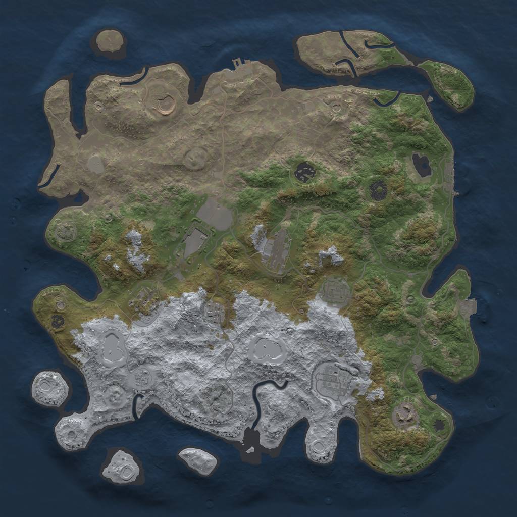 Rust Map: Procedural Map, Size: 3950, Seed: 96966139, 17 Monuments
