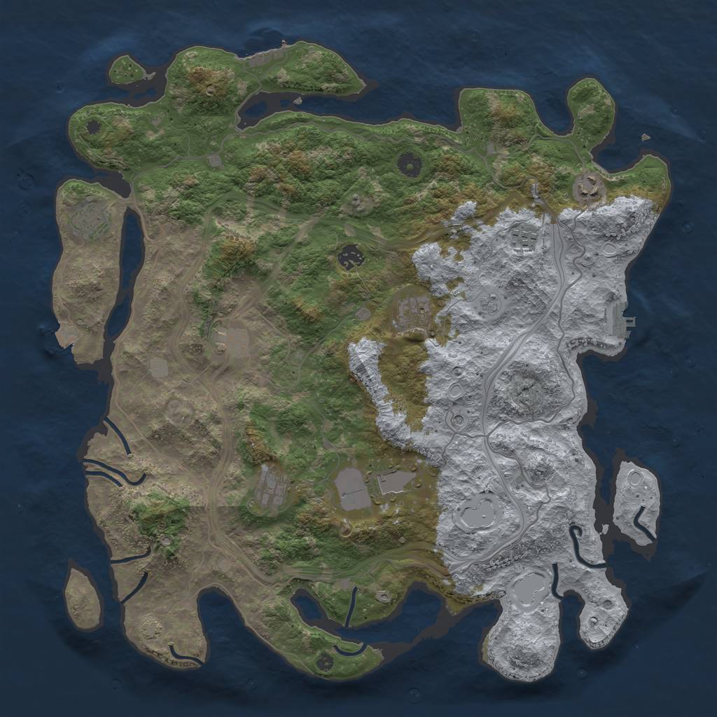 Rust Map: Procedural Map, Size: 4400, Seed: 64647973, 16 Monuments
